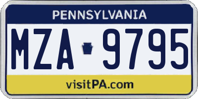 PA license plate MZA9795