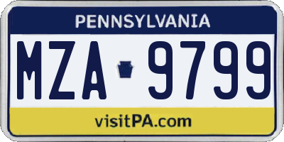 PA license plate MZA9799