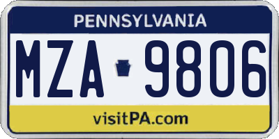PA license plate MZA9806