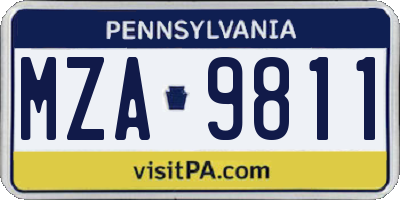 PA license plate MZA9811