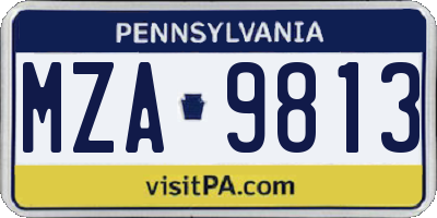 PA license plate MZA9813