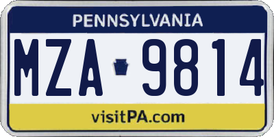 PA license plate MZA9814