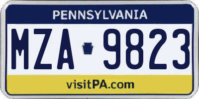 PA license plate MZA9823