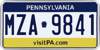 PA license plate MZA9841