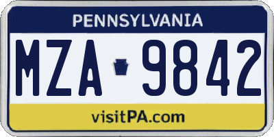PA license plate MZA9842