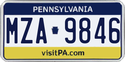 PA license plate MZA9846