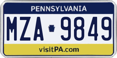 PA license plate MZA9849