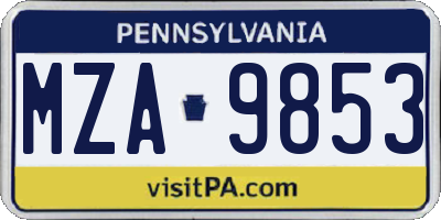 PA license plate MZA9853