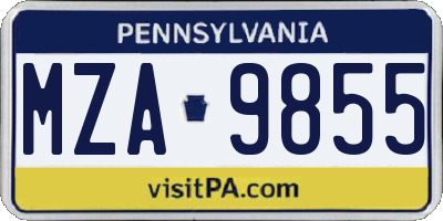 PA license plate MZA9855