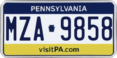 PA license plate MZA9858