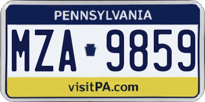 PA license plate MZA9859