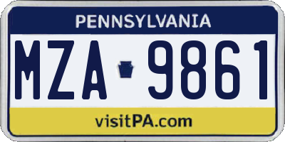 PA license plate MZA9861