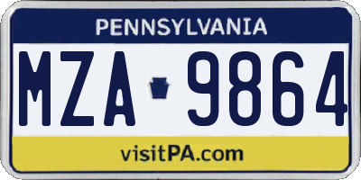 PA license plate MZA9864