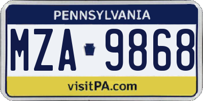 PA license plate MZA9868