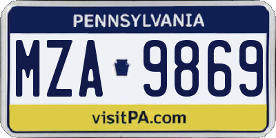PA license plate MZA9869