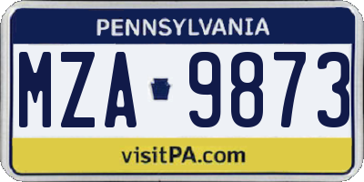 PA license plate MZA9873