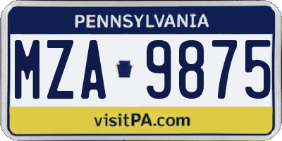 PA license plate MZA9875