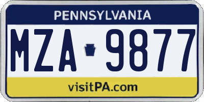 PA license plate MZA9877