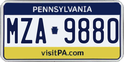 PA license plate MZA9880