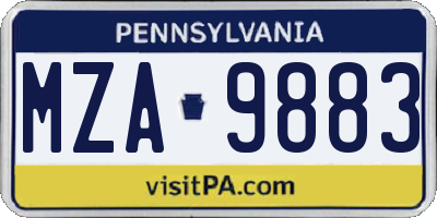 PA license plate MZA9883