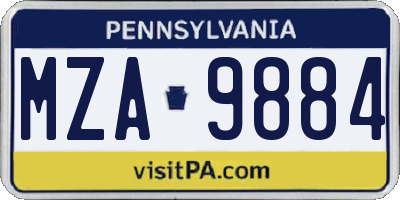 PA license plate MZA9884
