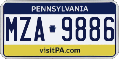 PA license plate MZA9886