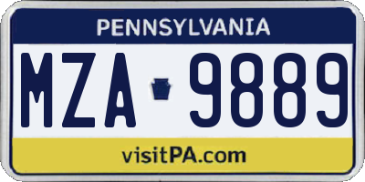 PA license plate MZA9889