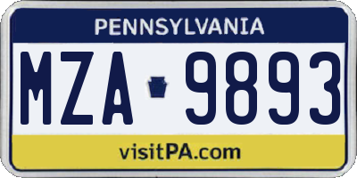 PA license plate MZA9893