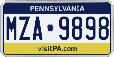 PA license plate MZA9898