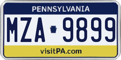 PA license plate MZA9899