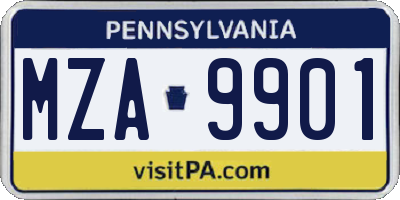 PA license plate MZA9901
