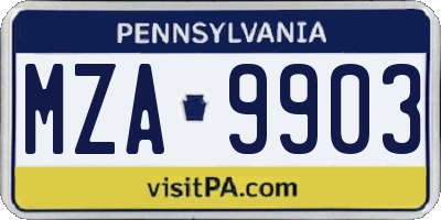 PA license plate MZA9903