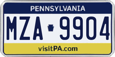 PA license plate MZA9904