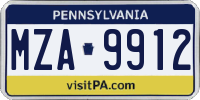 PA license plate MZA9912
