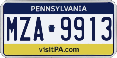 PA license plate MZA9913