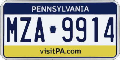 PA license plate MZA9914
