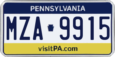 PA license plate MZA9915