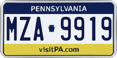 PA license plate MZA9919
