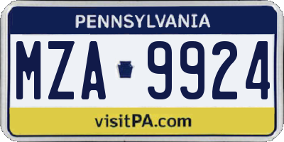 PA license plate MZA9924