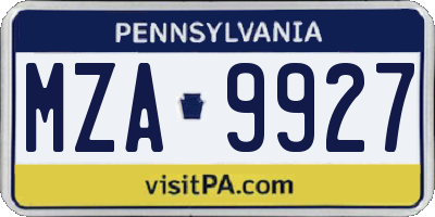 PA license plate MZA9927