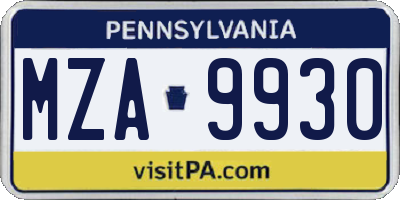 PA license plate MZA9930
