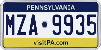 PA license plate MZA9935