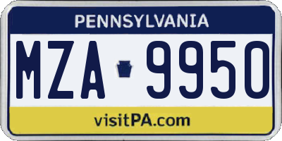 PA license plate MZA9950