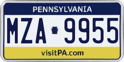PA license plate MZA9955