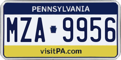 PA license plate MZA9956