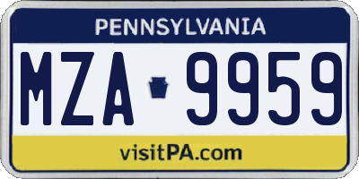 PA license plate MZA9959