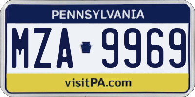 PA license plate MZA9969