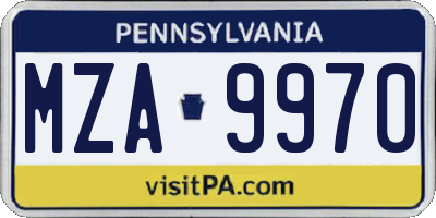 PA license plate MZA9970