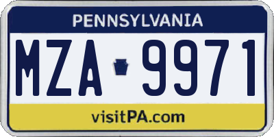 PA license plate MZA9971