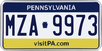 PA license plate MZA9973